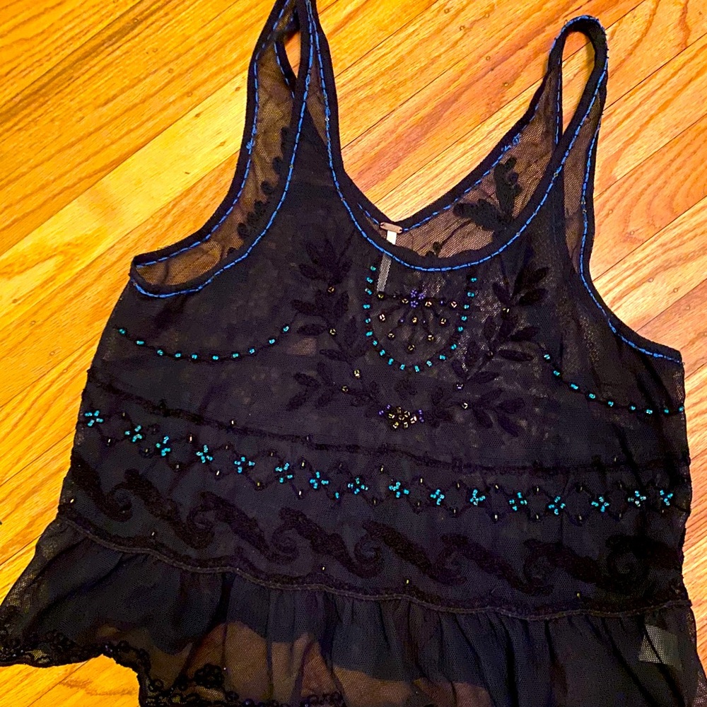 Free People beaded/netted pull over tank top